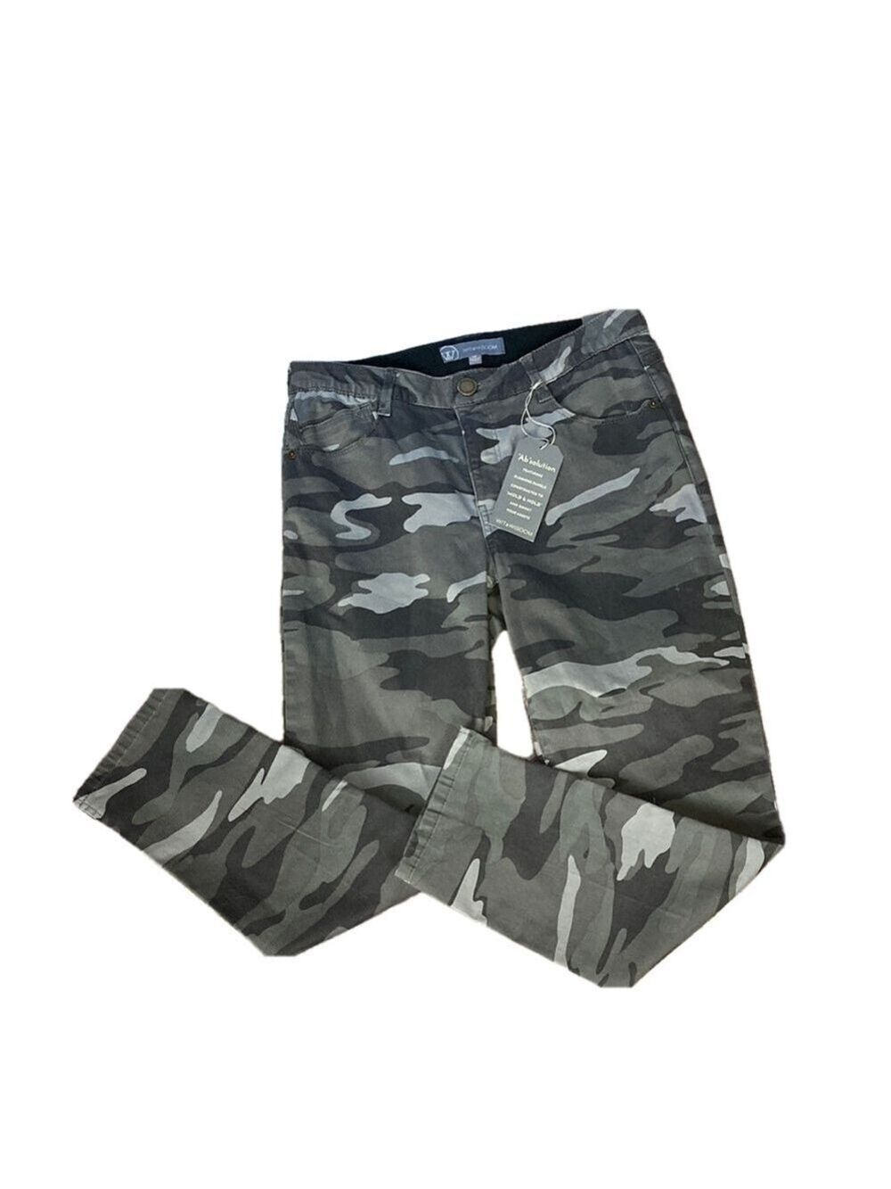 WIT & wisdom gray camo high rise ankle skimmer jeans size 4 Petite